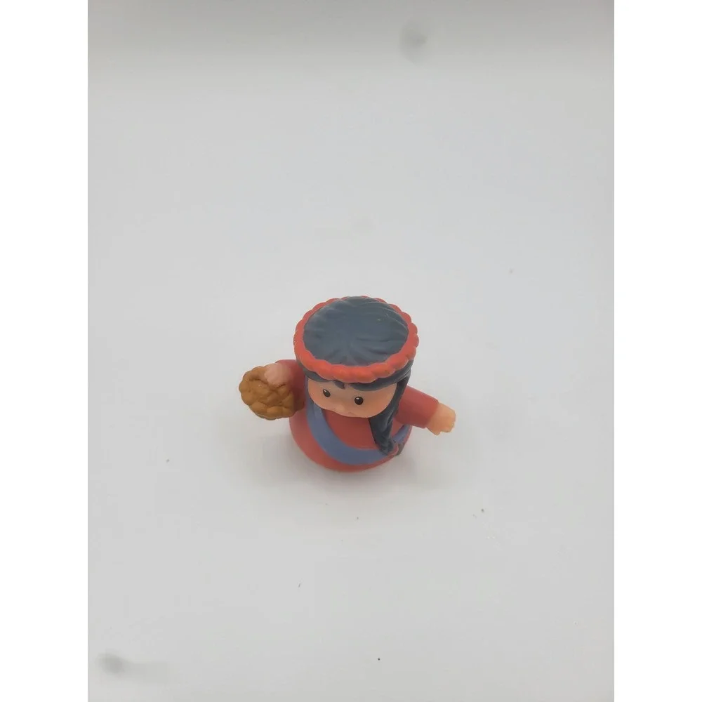 Fisher-Price Little People Native American Girl Figure Red Dress Basket Toy